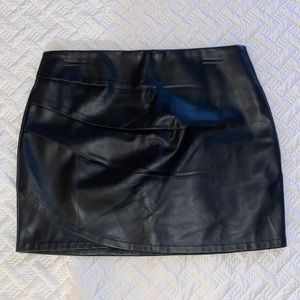 Black leather mini skirt